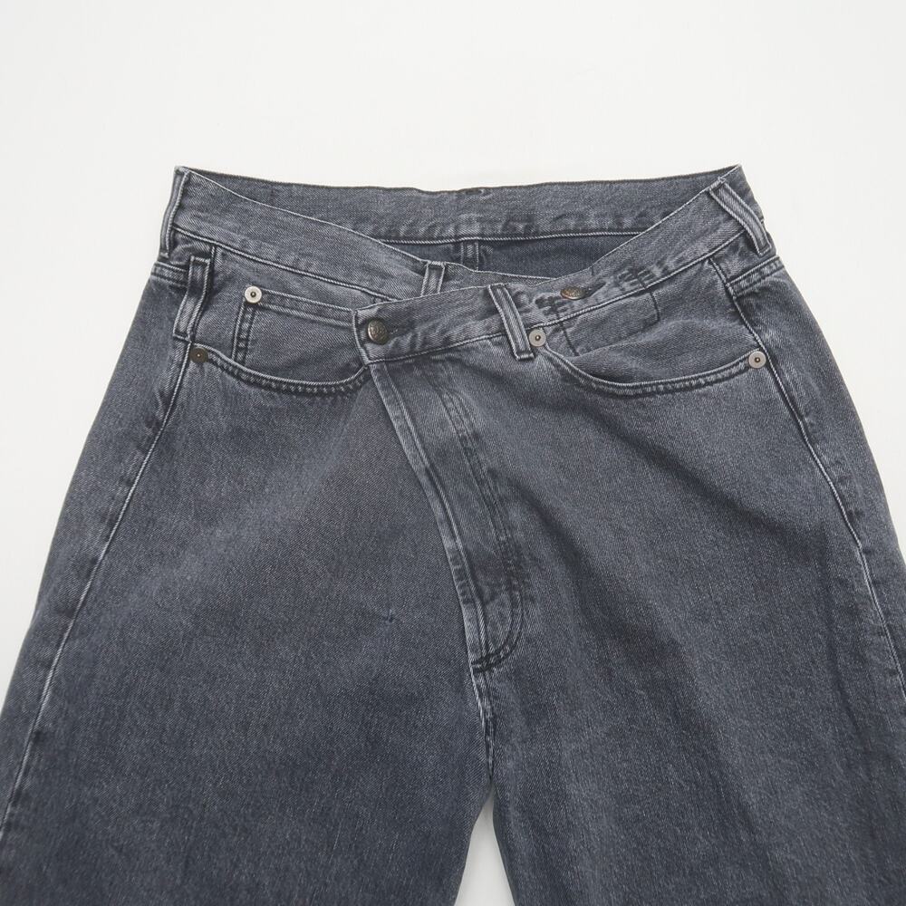 R13 Wide Leg Cross Over Jeans in Stone Black 29